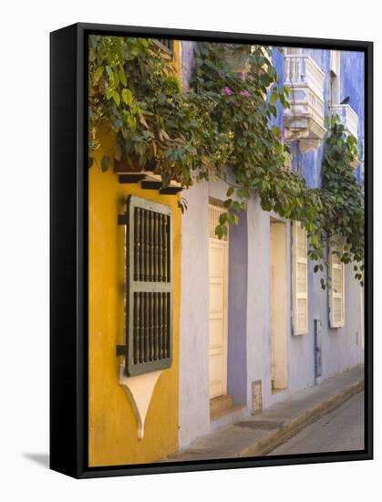 House in Old Walled City District, Cartagena City, Bolivar State, Colombia, South America-Richard Cummins-Framed Stretched Canvas