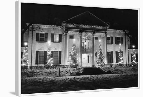 House in Winter with Christmas Lights-null-Framed Photographic Print