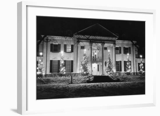 House in Winter with Christmas Lights-null-Framed Photographic Print