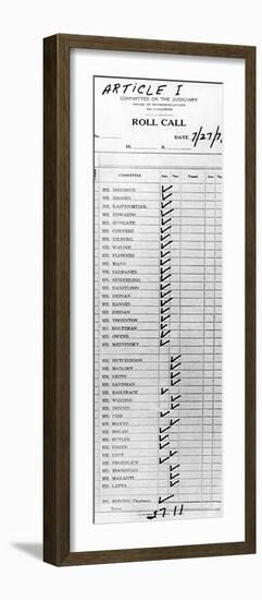 House Judiciary Committee Impeachment Vote the Tally Sheet-null-Framed Photo