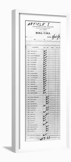 House Judiciary Committee Impeachment Vote the Tally Sheet-null-Framed Photo