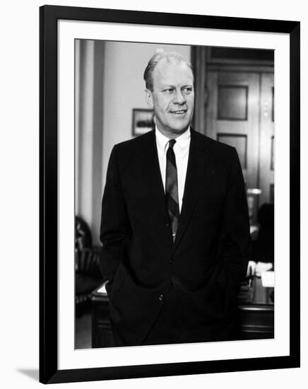 House Minority Leader Sen. Gerald R. Ford. in His Office-null-Framed Photographic Print