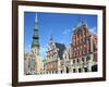 House of Blackheads and St Peters Church, Riga, Latvia-Peter Thompson-Framed Photographic Print