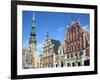 House of Blackheads and St Peters Church, Riga, Latvia-Peter Thompson-Framed Photographic Print