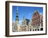 House of Blackheads and St Peters Church, Riga, Latvia-Peter Thompson-Framed Photographic Print