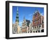 House of Blackheads and St Peters Church, Riga, Latvia-Peter Thompson-Framed Photographic Print