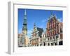 House of Blackheads and St Peters Church, Riga, Latvia-Peter Thompson-Framed Photographic Print