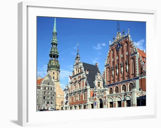 House of Blackheads and St Peters Church, Riga, Latvia-Peter Thompson-Framed Photographic Print