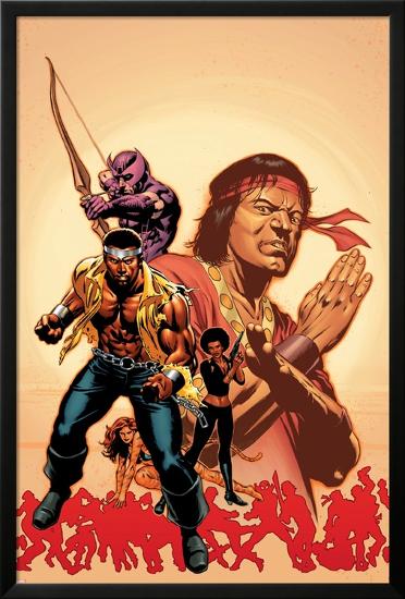 House Of M: Avengers No.2 Cover: Cage, Luke, Hawkeye and Shang-Chi Swinging-Mike Perkins-Lamina Framed Poster