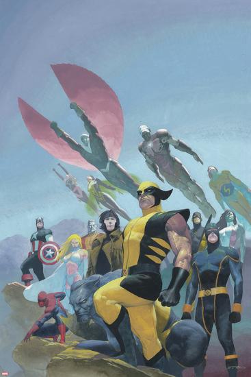 House of M MGC No.1 Cover: Wolverine, Cyclops, Gambit, Spider-Man, Captain America and Others-Esad Ribic-Lamina Framed Poster