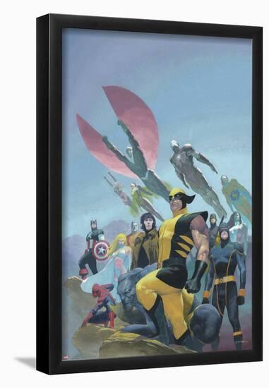 House of M MGC No.1 Cover: Wolverine, Cyclops, Gambit, Spider-Man, Captain America and Others-Esad Ribic-Framed Poster