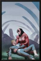 House Of M No.7 Cover: Scarlet Witch and Quicksilver Fighting-null-Lamina Framed Poster