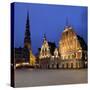 House of the Blackheads at Night, Ratslaukums (Town Hall Square), Riga, Latvia, Baltic States-Gary Cook-Stretched Canvas