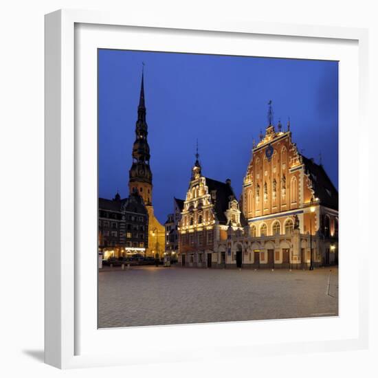 House of the Blackheads at Night, Ratslaukums (Town Hall Square), Riga, Latvia, Baltic States-Gary Cook-Framed Photographic Print