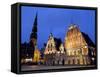 House of the Blackheads at Night, Town Hall Square, Ratslaukums, Riga, Latvia, Baltic States-Gary Cook-Framed Stretched Canvas