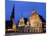 House of the Blackheads at Night, Town Hall Square, Ratslaukums, Riga, Latvia, Baltic States-Gary Cook-Mounted Photographic Print