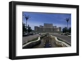 House of the People and Boulevard Unirii, Bucharest, Romania-Charles Bowman-Framed Photographic Print