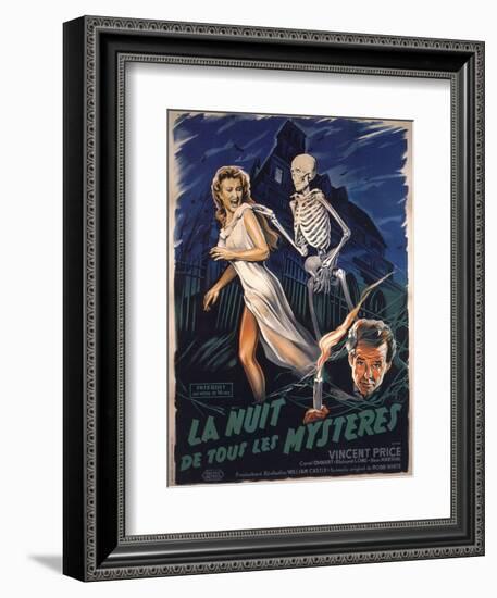 House On Haunted Hill, French Movie Poster, 1958-null-Framed Art Print