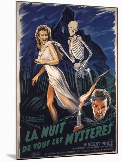 House On Haunted Hill, French Movie Poster, 1958-null-Mounted Art Print