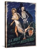 House On Haunted Hill, French Movie Poster, 1958-null-Stretched Canvas