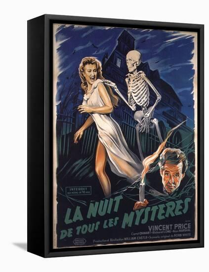 House On Haunted Hill, French Movie Poster, 1958-null-Framed Stretched Canvas