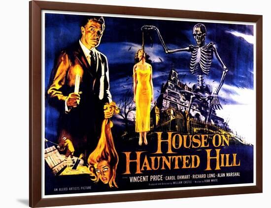 House On Haunted Hill, UK Movie Poster, 1958-null-Framed Art Print