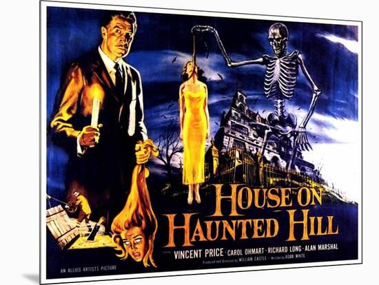 House On Haunted Hill, UK Movie Poster, 1958-null-Mounted Art Print