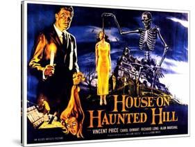 House On Haunted Hill, UK Movie Poster, 1958-null-Stretched Canvas