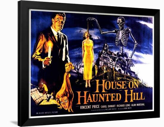 House On Haunted Hill, UK Movie Poster, 1958-null-Framed Art Print