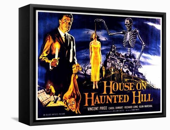 House On Haunted Hill, UK Movie Poster, 1958-null-Framed Stretched Canvas