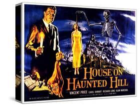 House On Haunted Hill, UK Movie Poster, 1958-null-Stretched Canvas