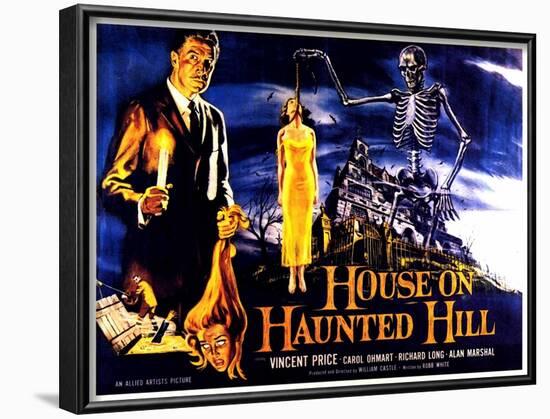 House On Haunted Hill, UK Movie Poster, 1958-null-Framed Art Print