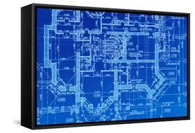 House Plan Blueprints Close Up-haveseen-Framed Stretched Canvas