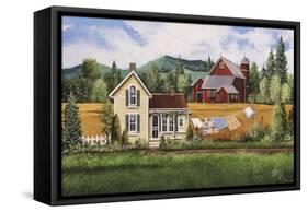 House-Quilt-Red Barn-Debbi Wetzel-Framed Stretched Canvas