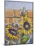 House Sparows with Sunflowers-Charlsie Kelly-Mounted Premium Giclee Print