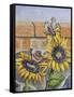 House Sparows with Sunflowers-Charlsie Kelly-Framed Stretched Canvas