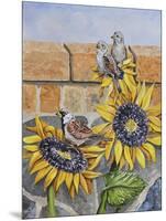 House Sparows with Sunflowers-Charlsie Kelly-Mounted Giclee Print