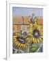 House Sparows with Sunflowers-Charlsie Kelly-Framed Giclee Print