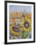 House Sparows with Sunflowers-Charlsie Kelly-Framed Giclee Print