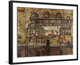 House Wall on the River, 1915-Egon Schiele-Framed Art Print