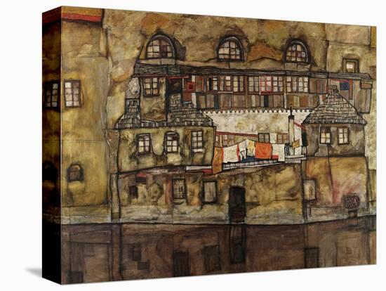 House Wall on the River-Egon Schiele-Stretched Canvas