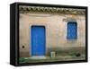 House with Blue Door and Window, Bagia, Sardinia, Italy, Mediterranean, Europe-Oliviero Olivieri-Framed Stretched Canvas