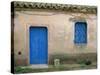 House with Blue Door and Window, Bagia, Sardinia, Italy, Mediterranean, Europe-Oliviero Olivieri-Stretched Canvas