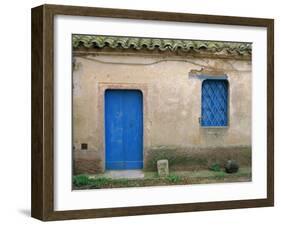 House with Blue Door and Window, Bagia, Sardinia, Italy, Mediterranean, Europe-Oliviero Olivieri-Framed Photographic Print