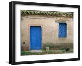 House with Blue Door and Window, Bagia, Sardinia, Italy, Mediterranean, Europe-Oliviero Olivieri-Framed Photographic Print