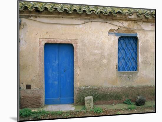 House with Blue Door and Window, Bagia, Sardinia, Italy, Mediterranean, Europe-Oliviero Olivieri-Mounted Photographic Print