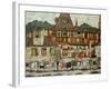 House with Drying Laundry, 1917-Egon Schiele-Framed Giclee Print