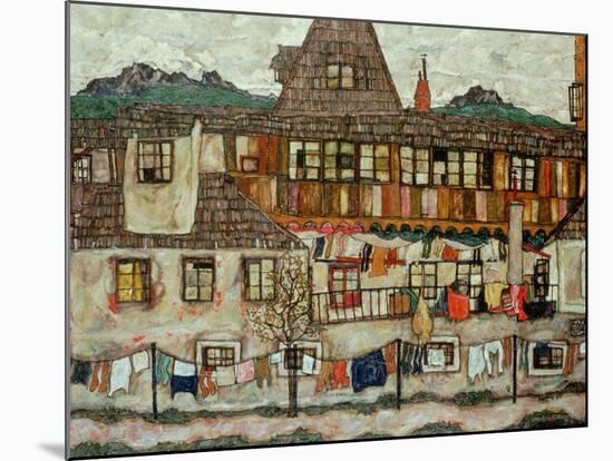 House with Drying Laundry, 1917-Egon Schiele-Mounted Giclee Print