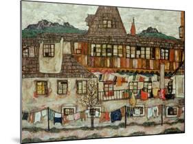 House with Drying Laundry, 1917-Egon Schiele-Mounted Giclee Print