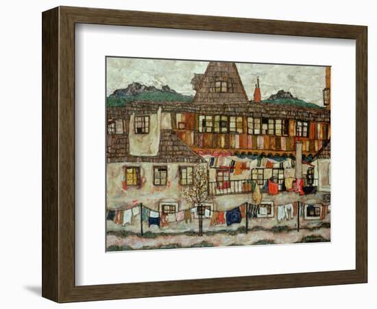 House with Drying Laundry, 1917-Egon Schiele-Framed Giclee Print